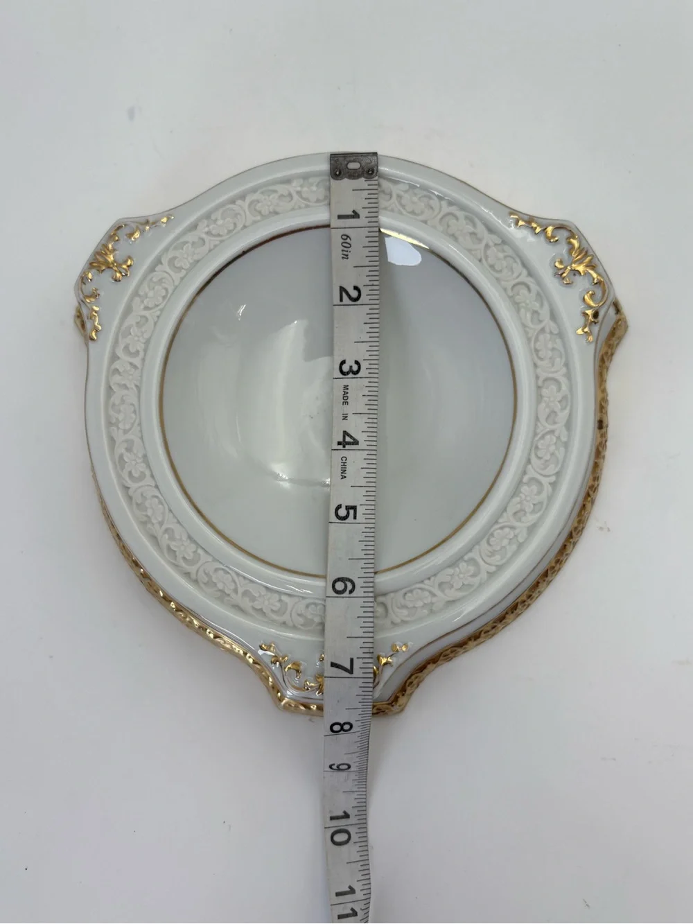 Vintage Gilded Porcelain Bonbonnier or Trinket Dish- Hollywood Regency Style
